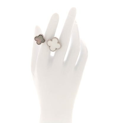 Van Cleef & Arpels 18K White Gold Mother of Pearl Magic Alhambra Between the Finger Ring 48 4.5 2 of 5