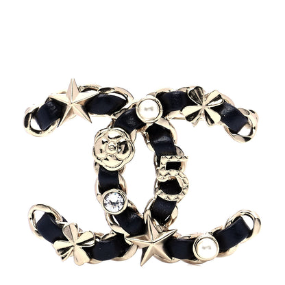 Chanel Lambskin Pearl Strass Sergeant Chanel Brooch Gold 1 of 4