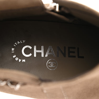 Chanel Suede CC Chain Ankle Boots 40 Beige Fonce 7 of 8
