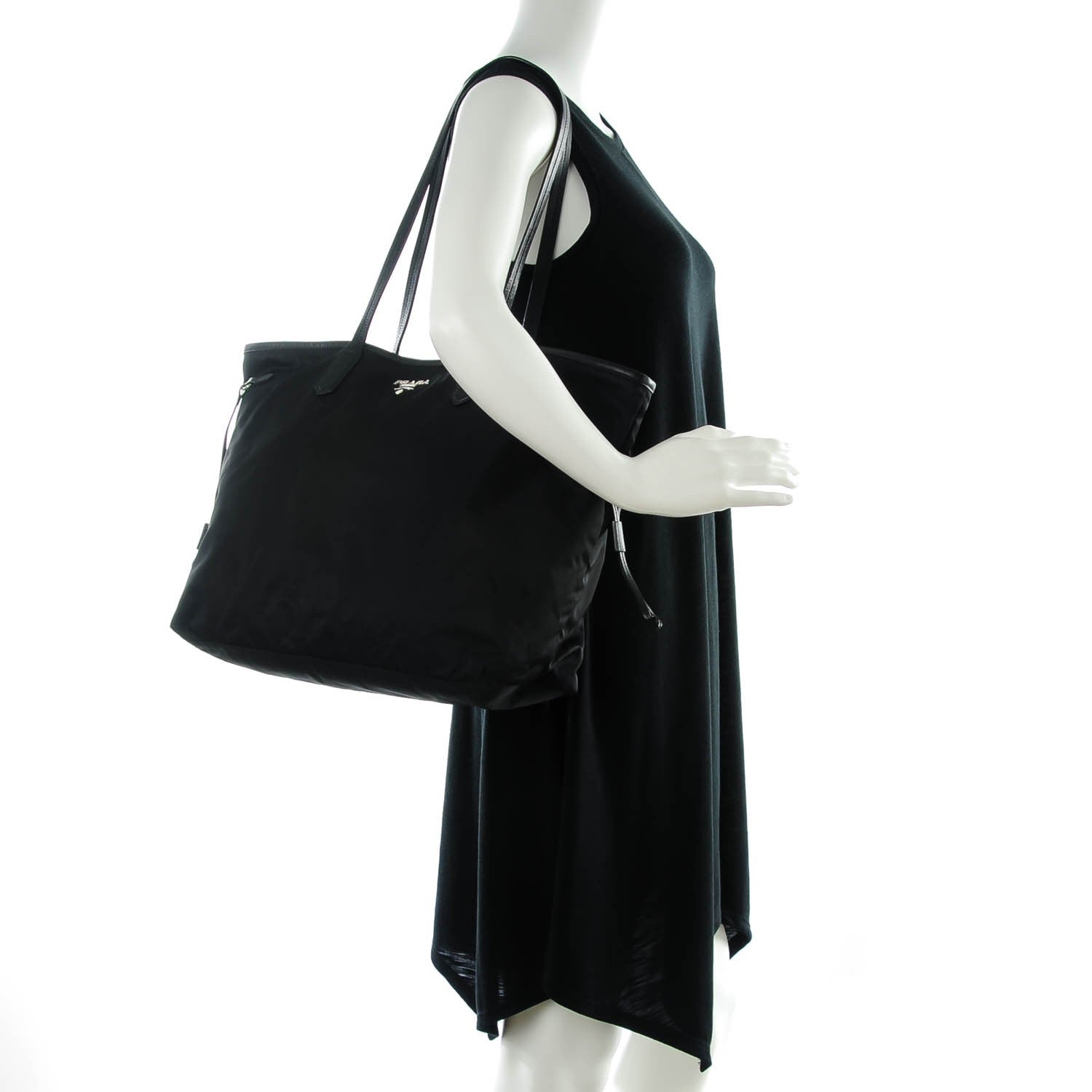 Prada Saffiano Tessuto Nylon Tote Nero Black 2 of 8