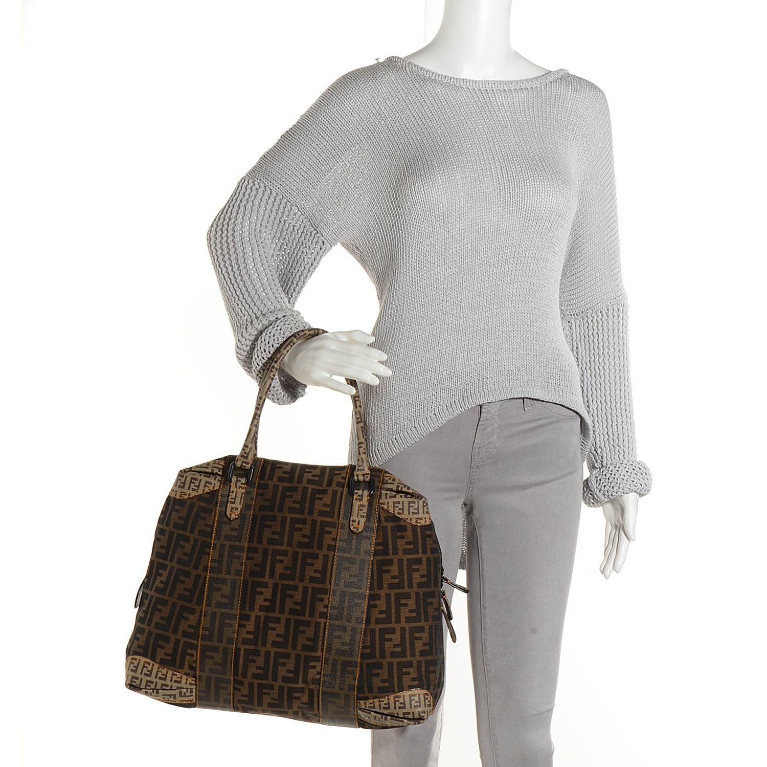 Fendi Zucca Zucchino Spalmati Large B Mix Tote Tobacco 2 of 10