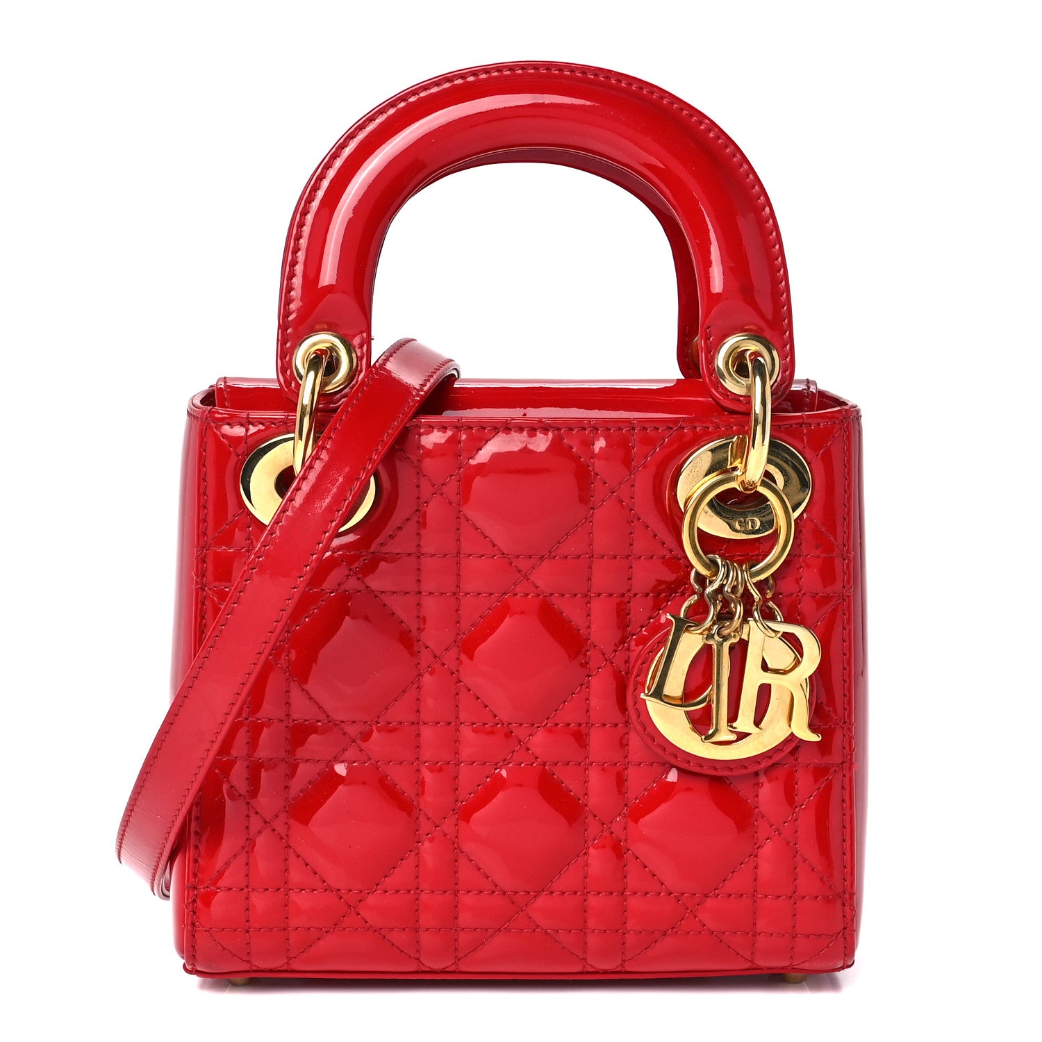 Christian Dior Patent Cannage Mini Lady Dior Red 1 of 10