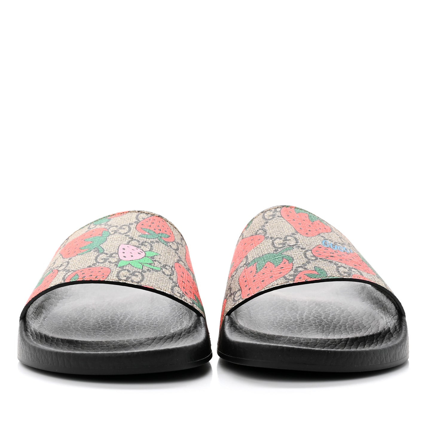 GG Supreme Monogram Strawberry Slide Sandals 40 Beige Multicolor