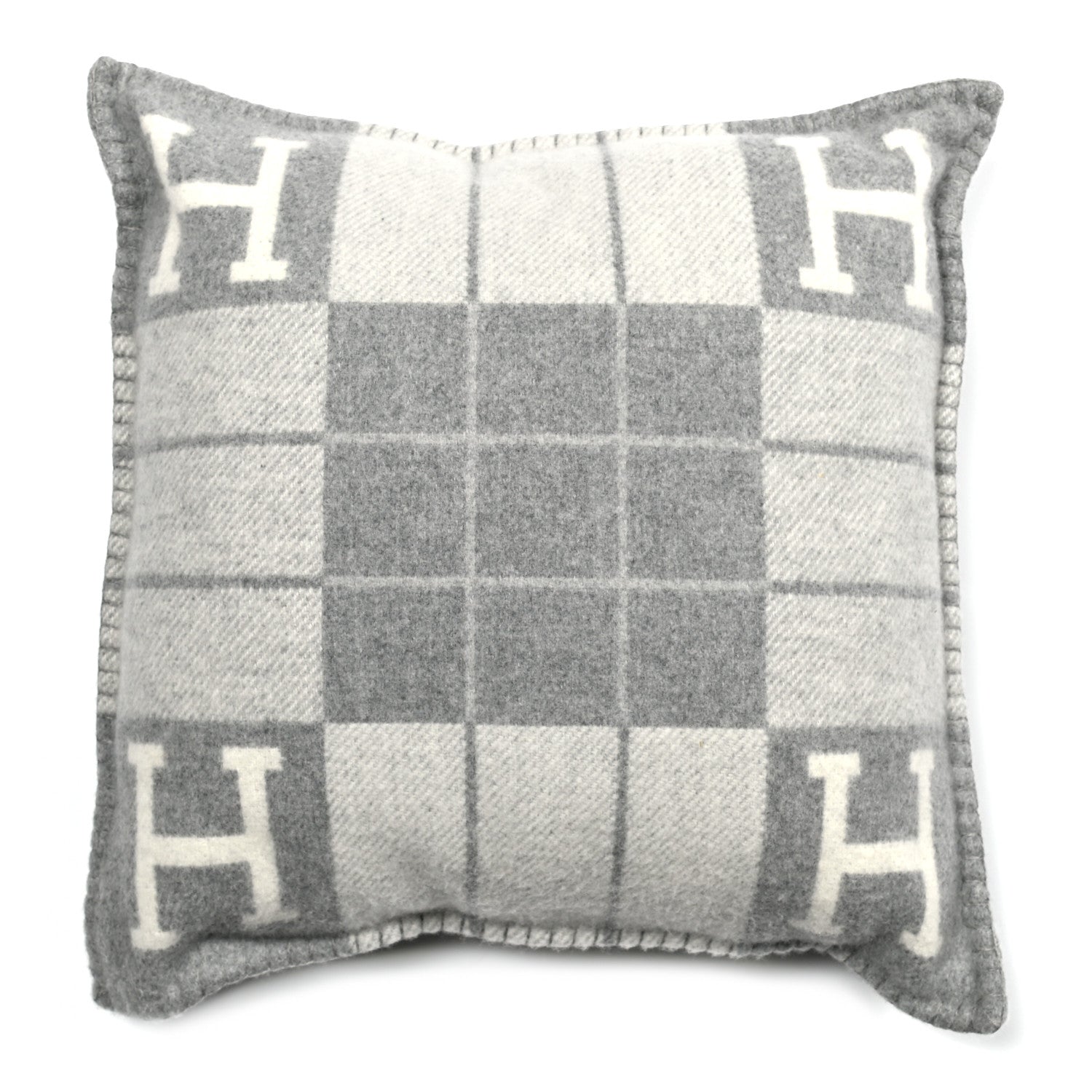 Hermes Wool Cashmere Avalon III Pillow PM Ecru Gris Clair 1 of 3