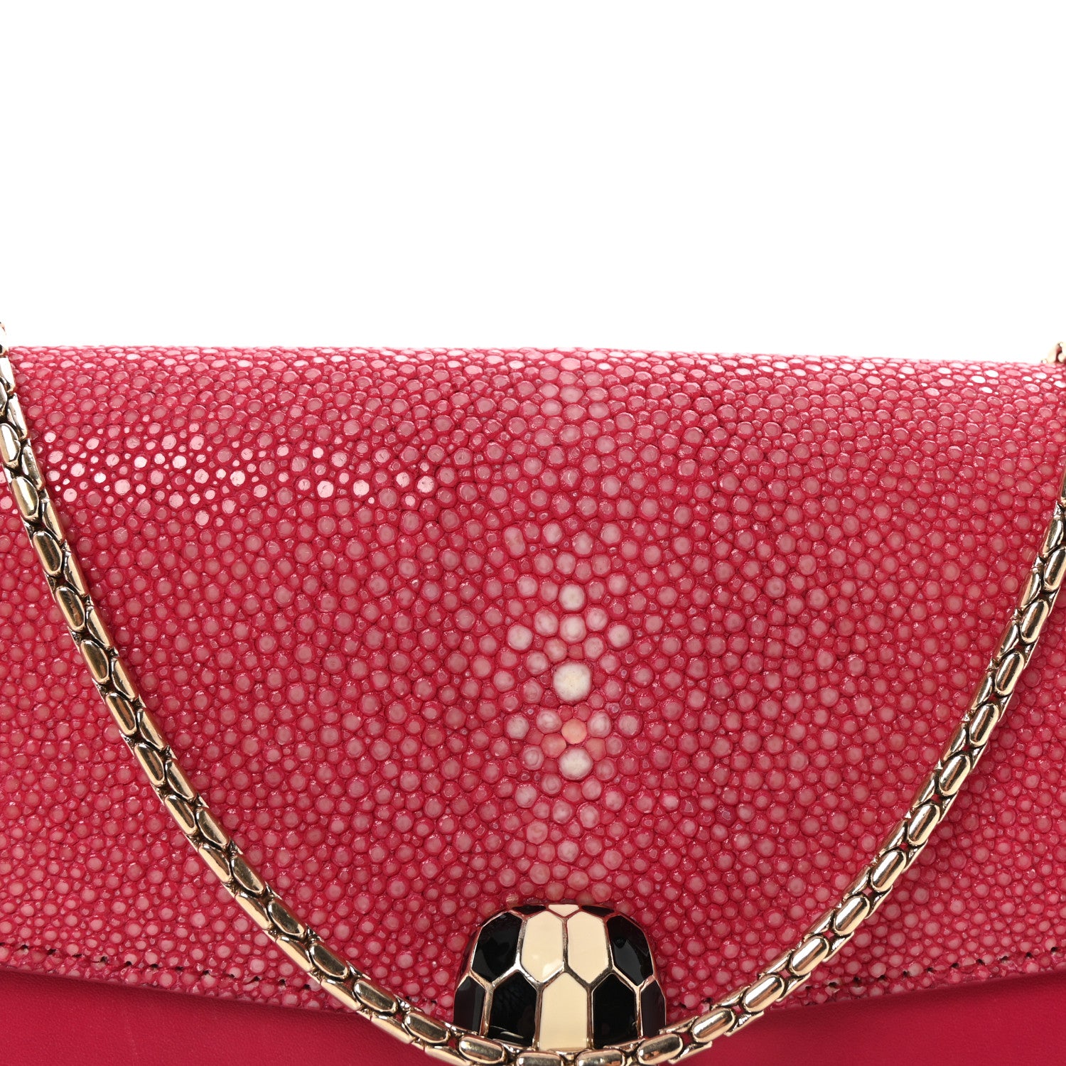 Bulgari Calfskin Galuchat Serpenti Forever Shoulder Bag Pink 7 of 9
