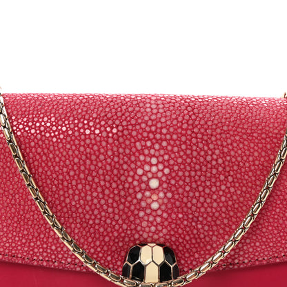 Bulgari Calfskin Galuchat Serpenti Forever Shoulder Bag Pink 7 of 9