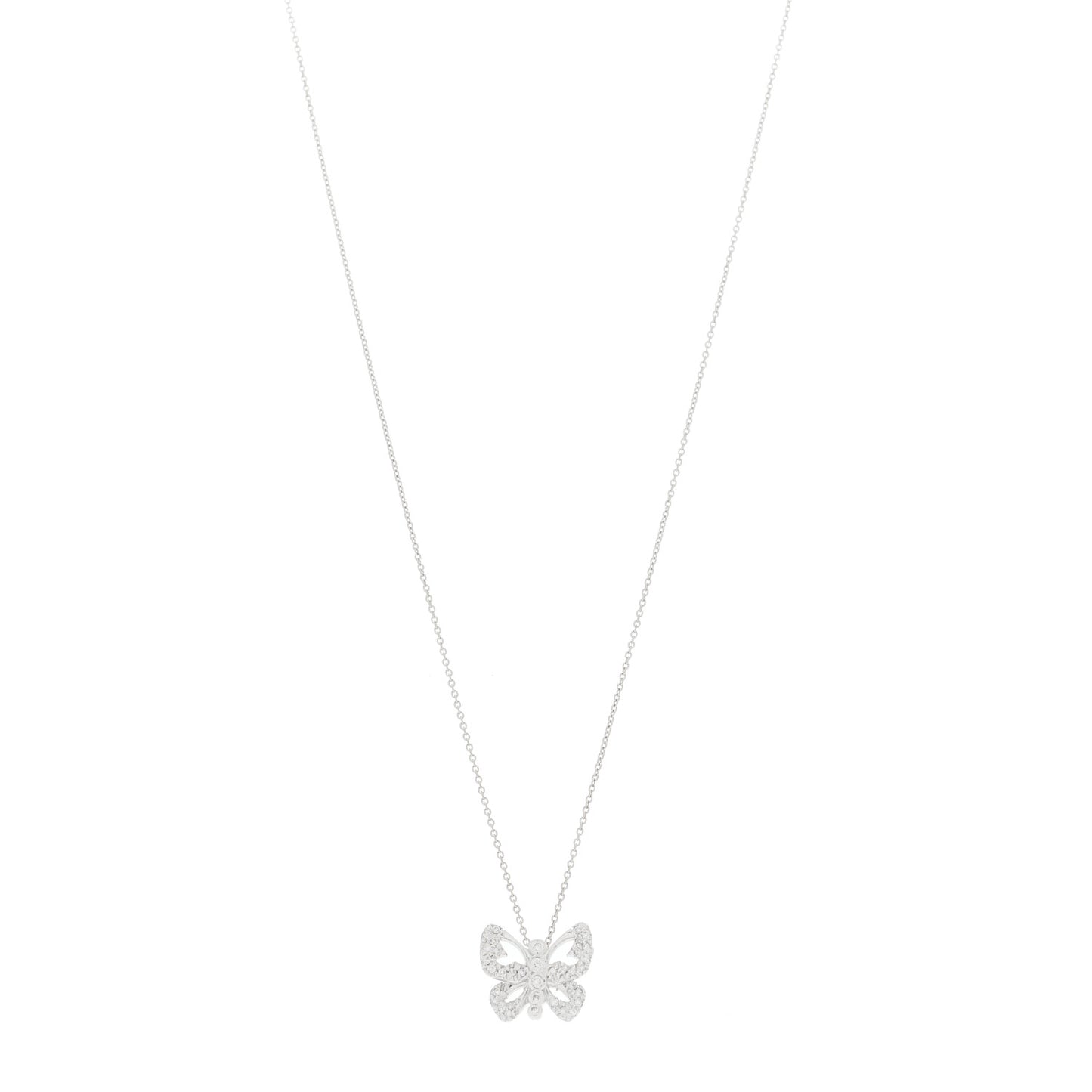 18K White Gold Diamond Butterfly Pendant Necklace