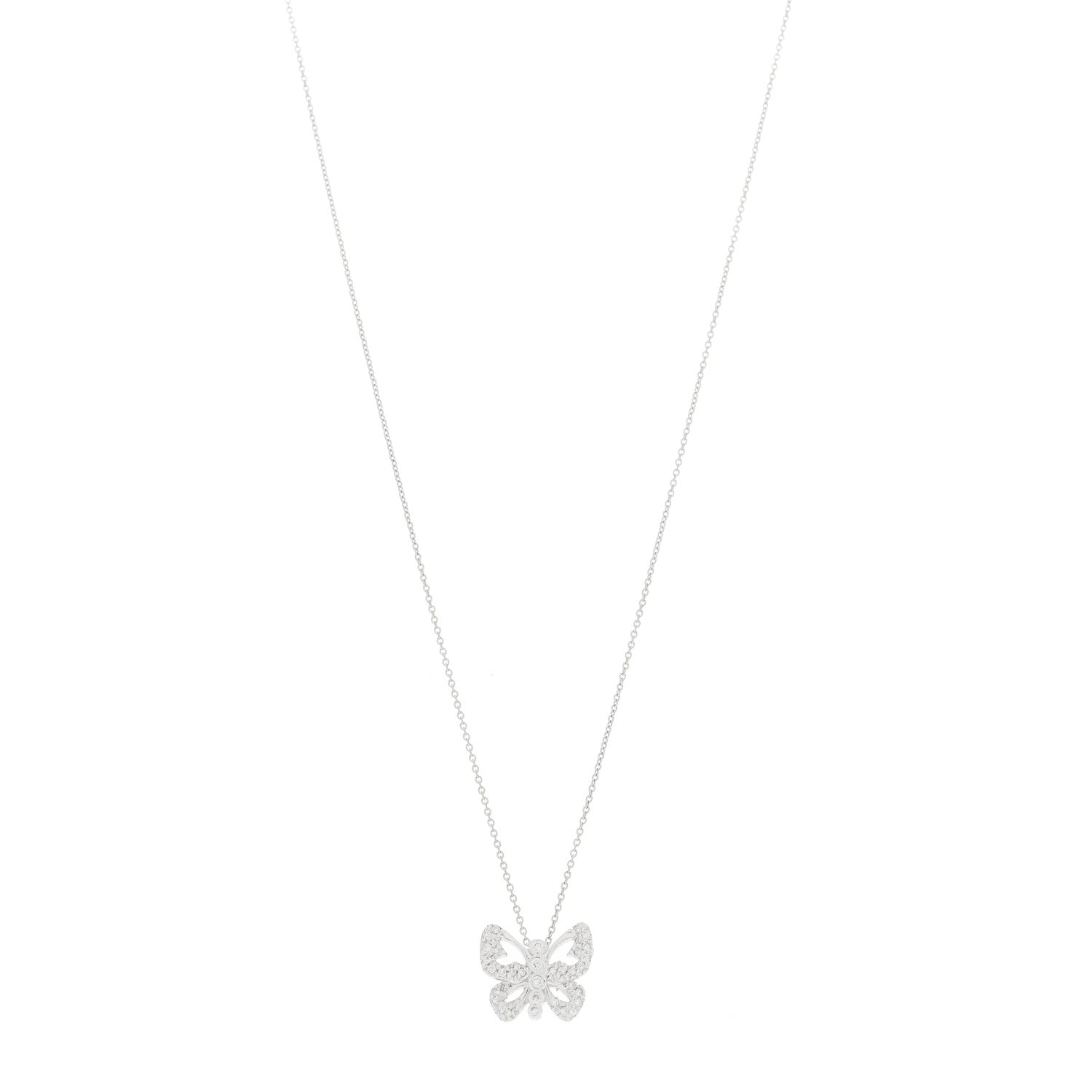 Roberto Coin 18K White Gold Diamond Butterfly Pendant Necklace 1 of 5