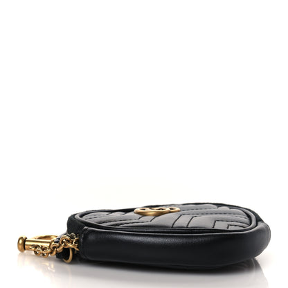 Gucci Calfskin Matelasse Chevron GG Marmont Heart Coin Purse Black 4 of 6