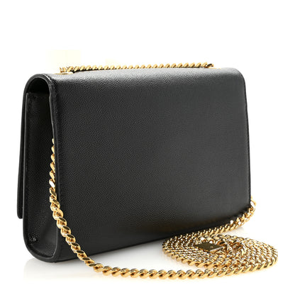 Saint Laurent Grain De Poudre Small Monogram Kate Satchel Black 3 of 9