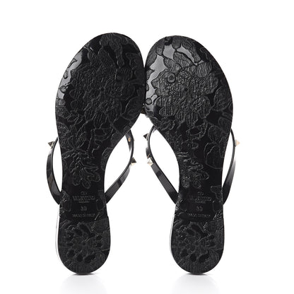 Valentino Garavani PVC Jelly Rockstud Bow Thong Sandals 39 Black 7 of 7