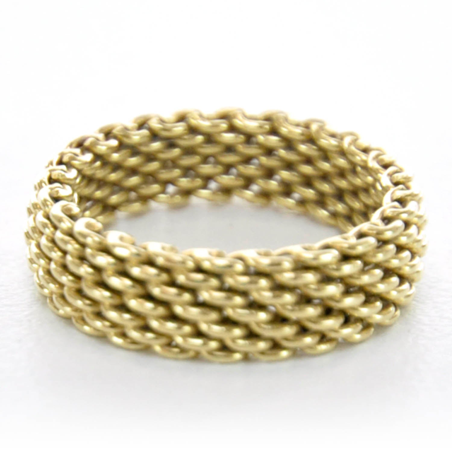 Tiffany 18k Yellow Gold Narrow Mesh Somerset Ring 5 2 of 4
