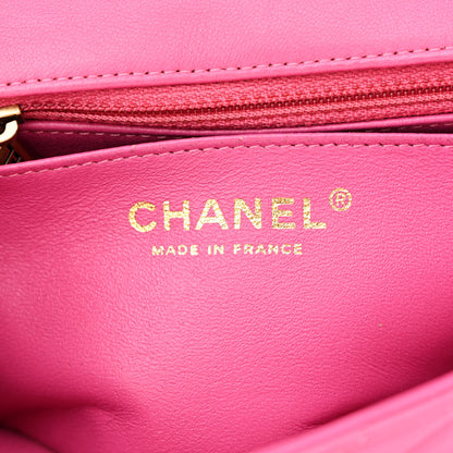 Chanel Lambskin Chevron Quilted Mini Rectangular Flap Dark Pink 6 of 12