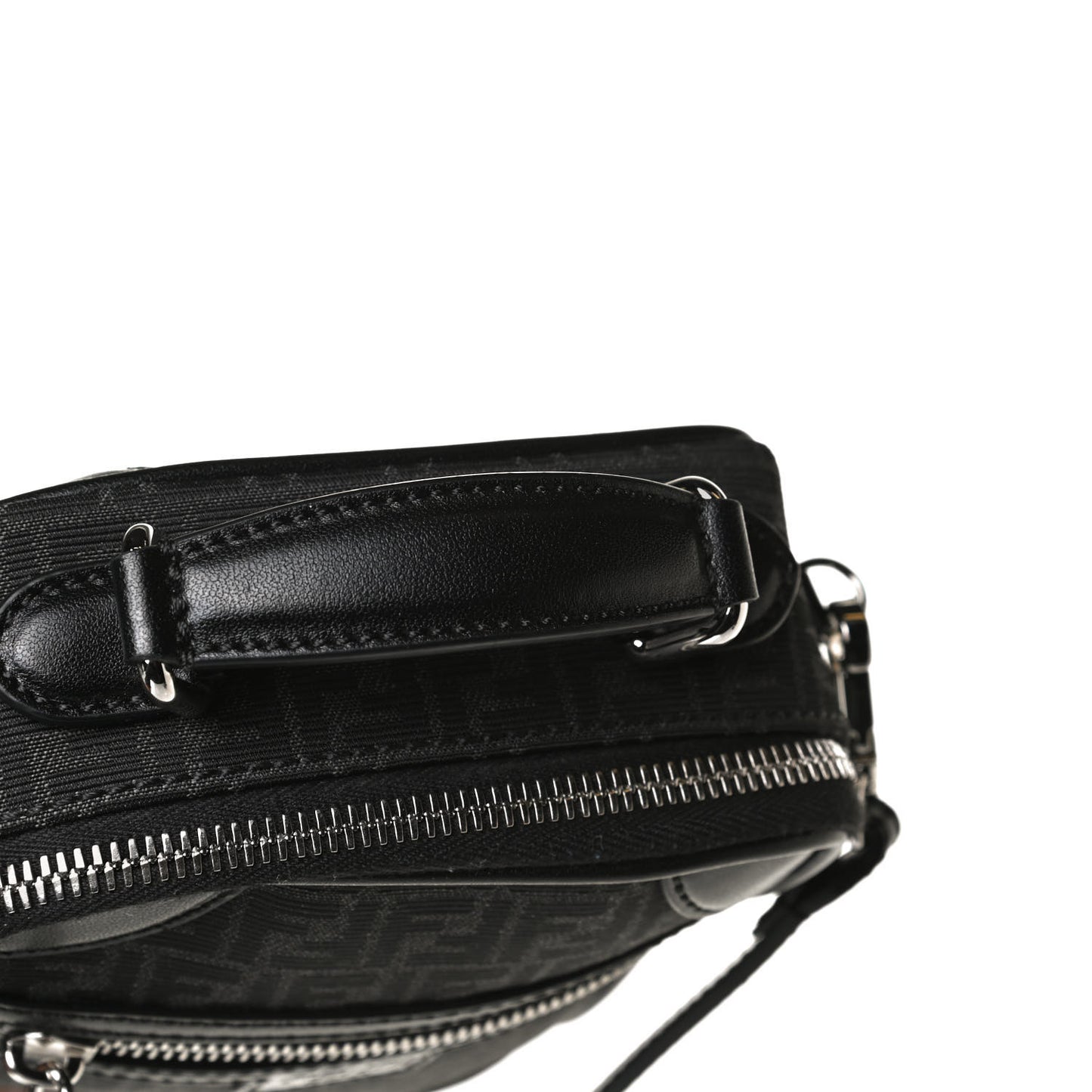 Recycled Fabric Jacquard Vitello Astro Micro FF Mini Trolley Bag Asfalto Black