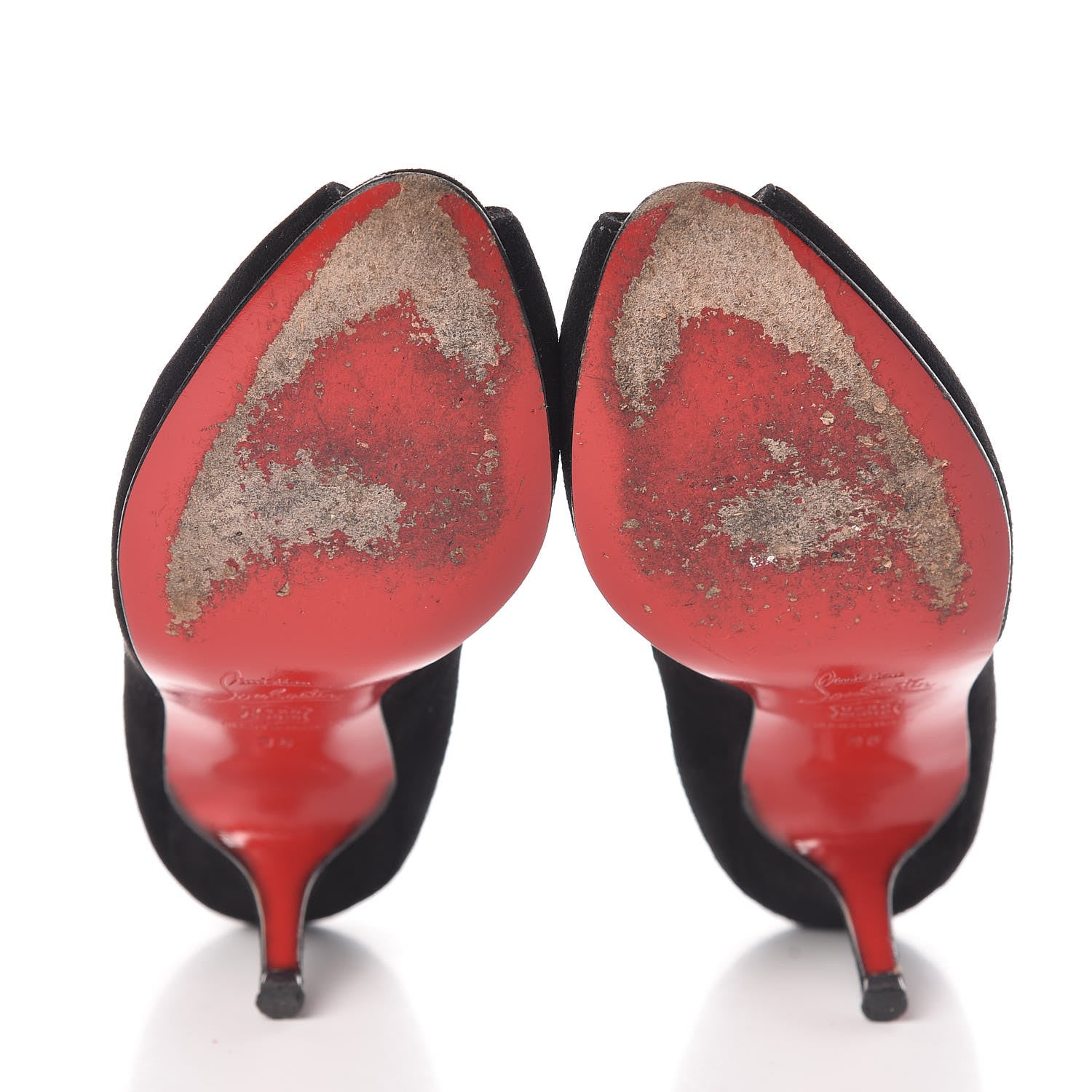 Christian Louboutin Suede Peep Toe Pumps 36 Black 7 of 10