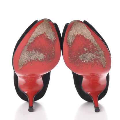 Christian Louboutin Suede Peep Toe Pumps 36 Black 7 of 10