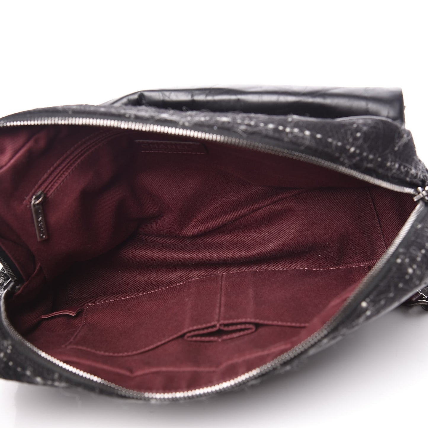 Aged Calfskin Tweed Jumbo New Portobello Flap Black