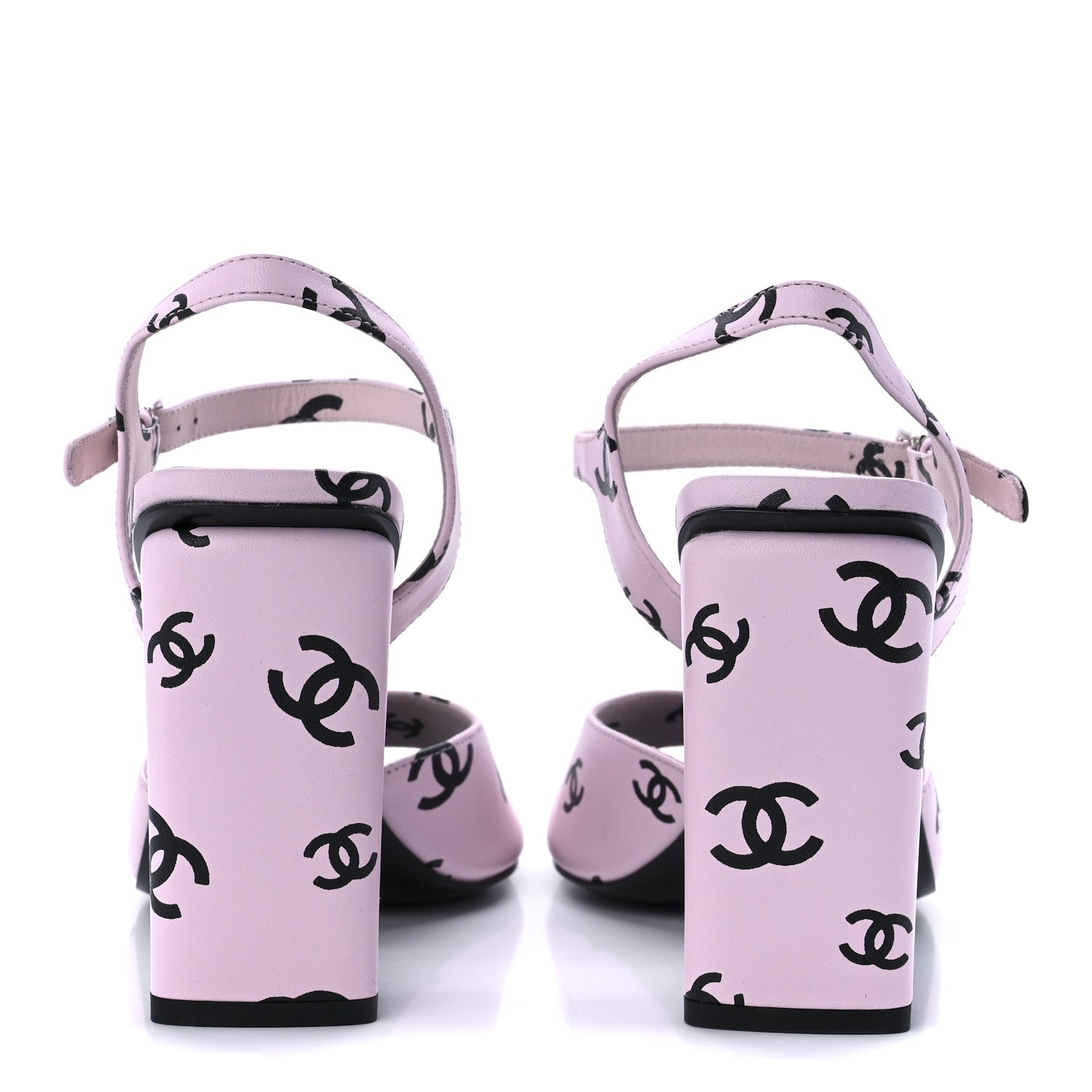 Chanel Lambskin Printed CC Sandals 39.5 Light Pink Black 6 of 9