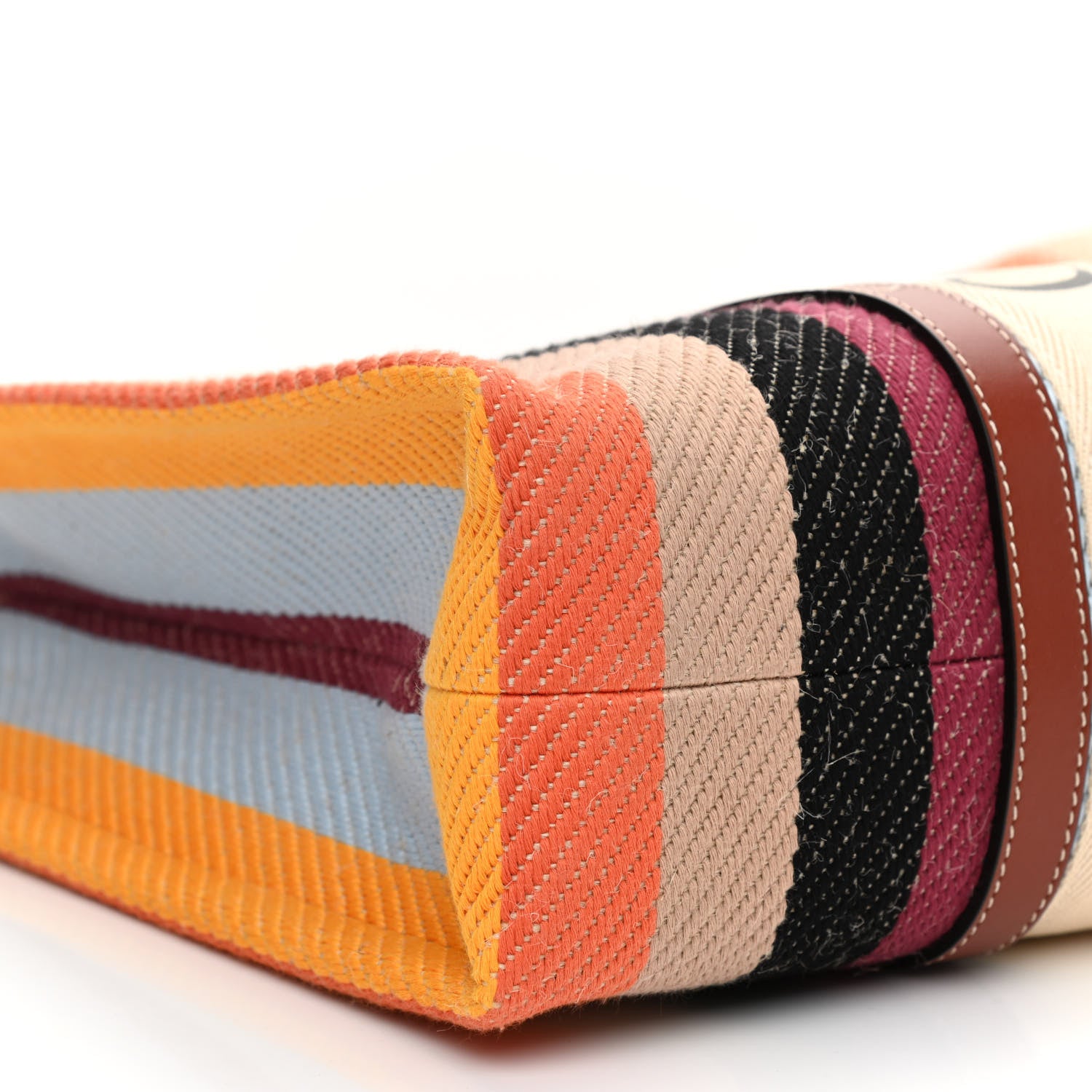 Chloe Cotton Calfskin Large Woody Striped Tote Multicolor 8 of 9