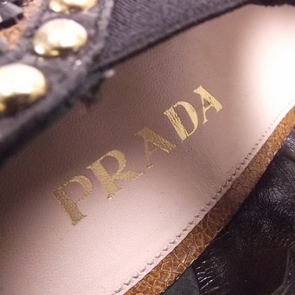 Prada Leather Studded Platform Peep Toes 38 Brown 7 of 7