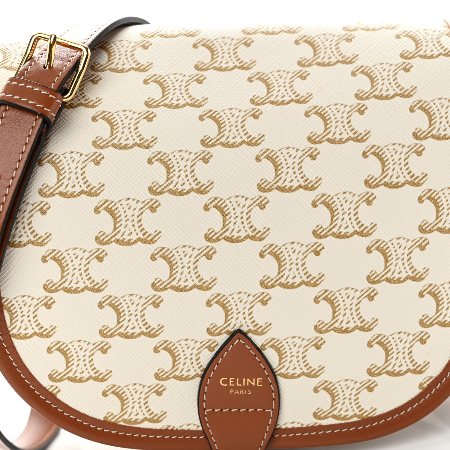Celine Triomphe Canvas Medium Folco Bag White 7 of 9