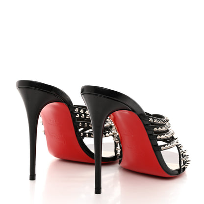 Christian Louboutin Kid Studded Marthaspike 100 Slide Sandals 37.5 Black Silver 4 of 8