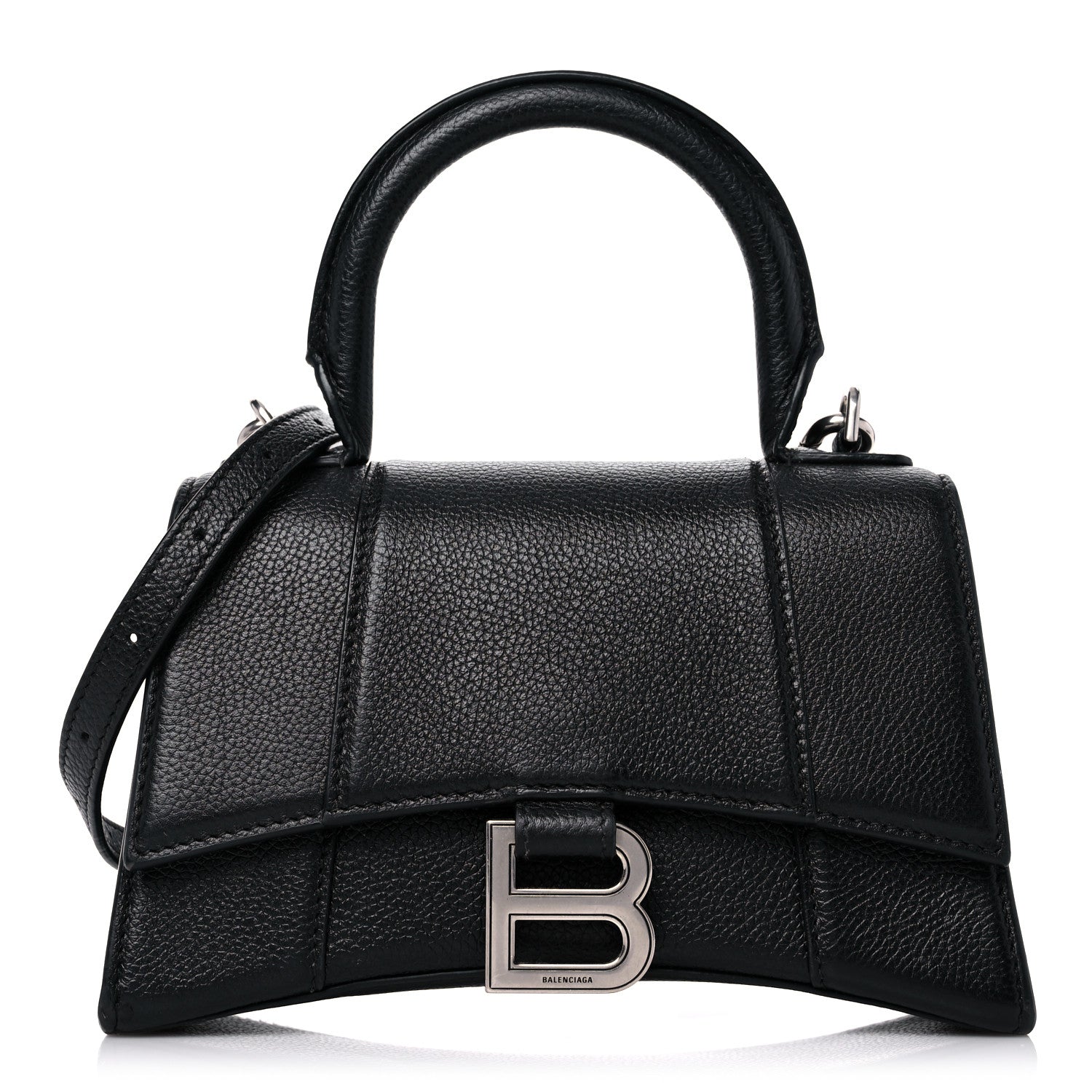 Balenciaga Grained Calfskin Hourglass Top Handle Bag XS Black 1 of 18