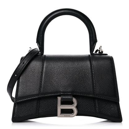 Balenciaga Grained Calfskin Hourglass Top Handle Bag XS Black 1 of 18