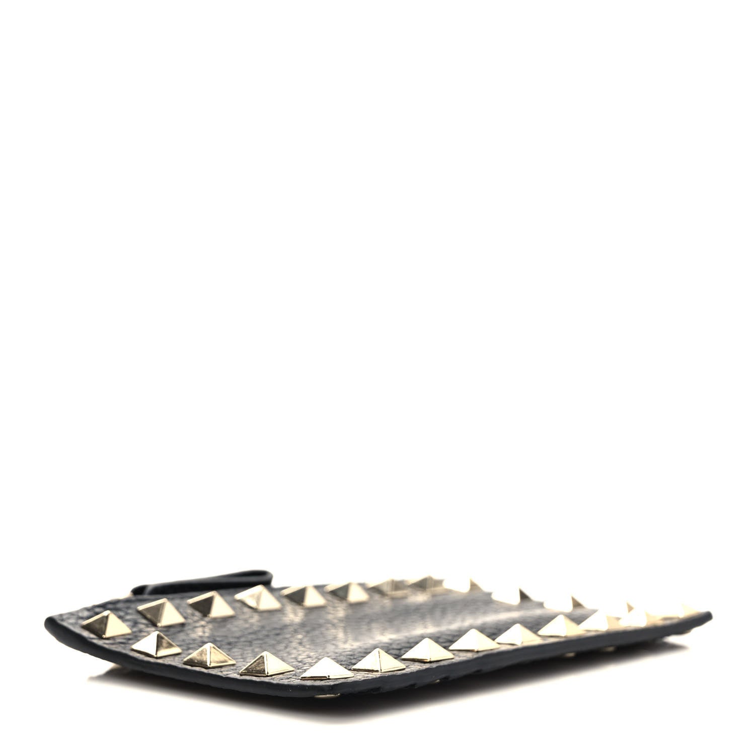 Valentino Garavani Pebbled Calfskin Rockstud Coin Case Card Holder Black 4 of 7
