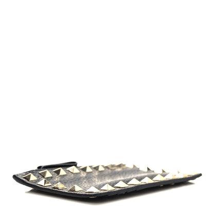 Valentino Garavani Pebbled Calfskin Rockstud Coin Case Card Holder Black 4 of 7