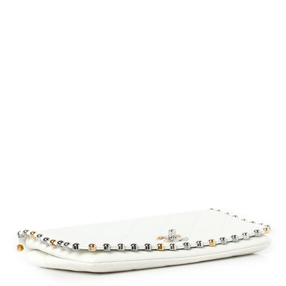 Chanel Lambskin Quilted Metallic Bubble Clutch White 3 of 8