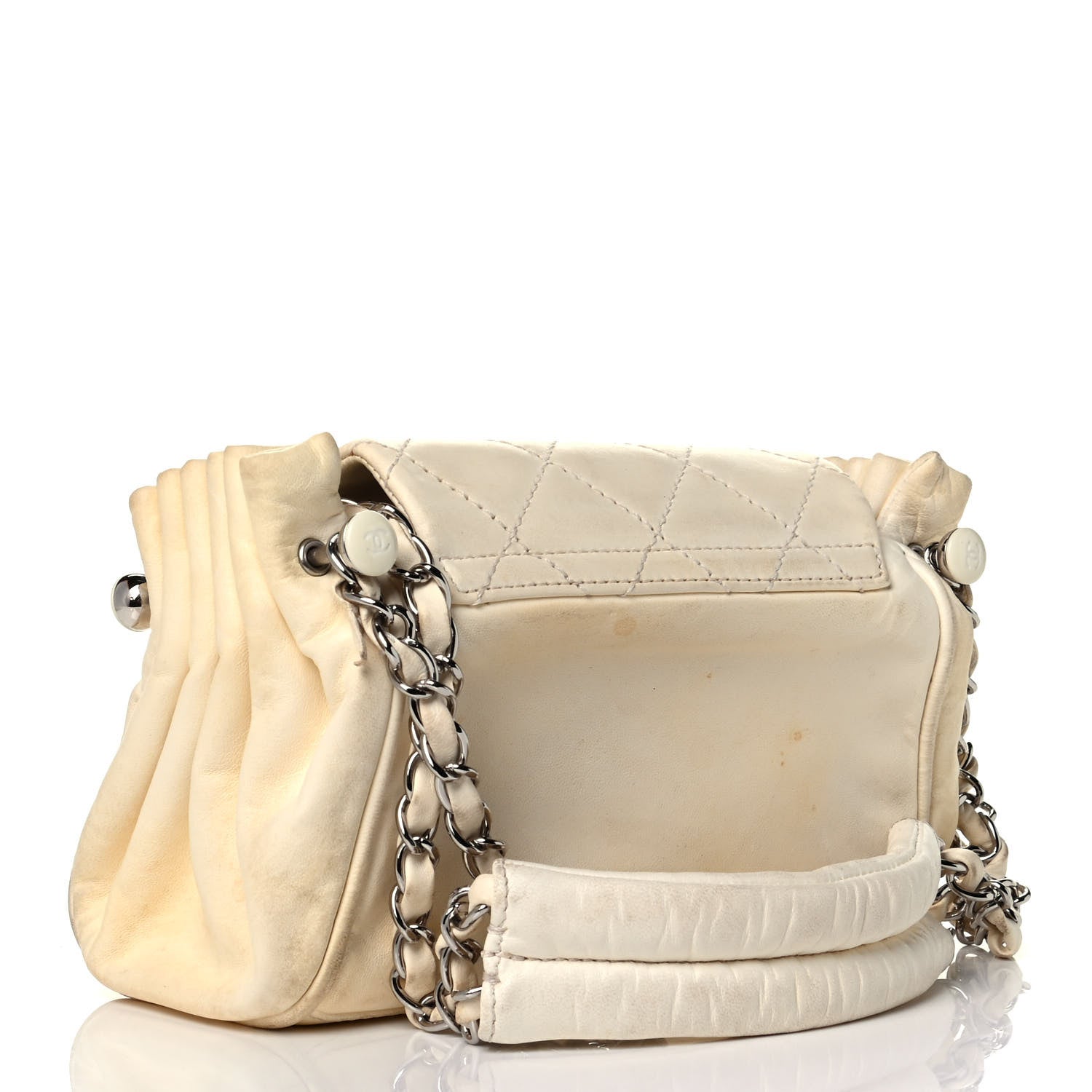 Chanel Lambskin Quilted Chain Accordion Flap White 2 of 8