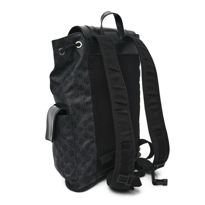 Gucci Soft GG Supreme Monogram Calfskin Web Double Buckle Backpack Black 3 of 15