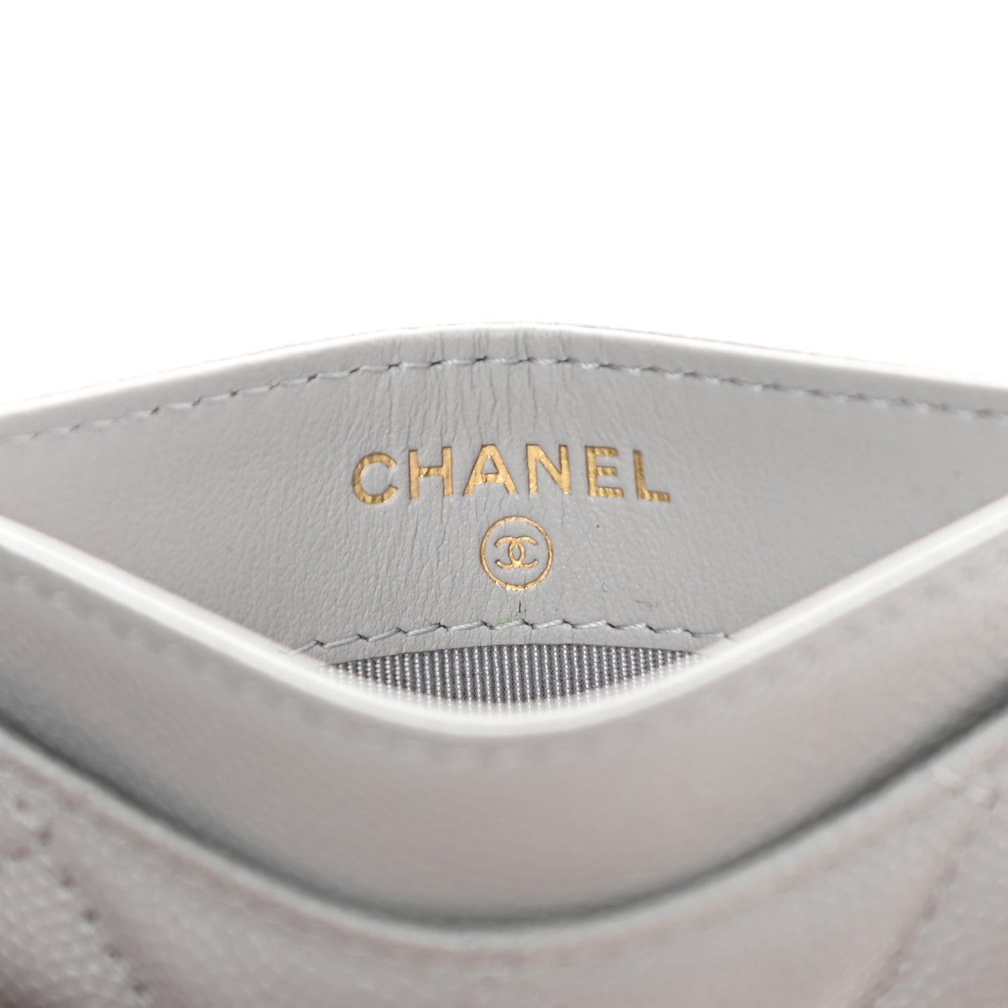 Caviar Quilted Card Holder Grey