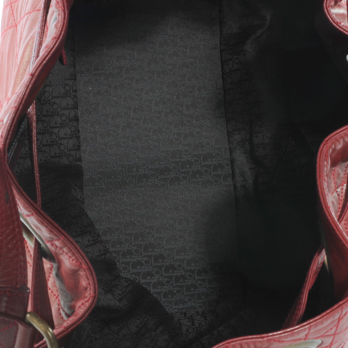 Lambskin Cannage Drawstring Bag Red