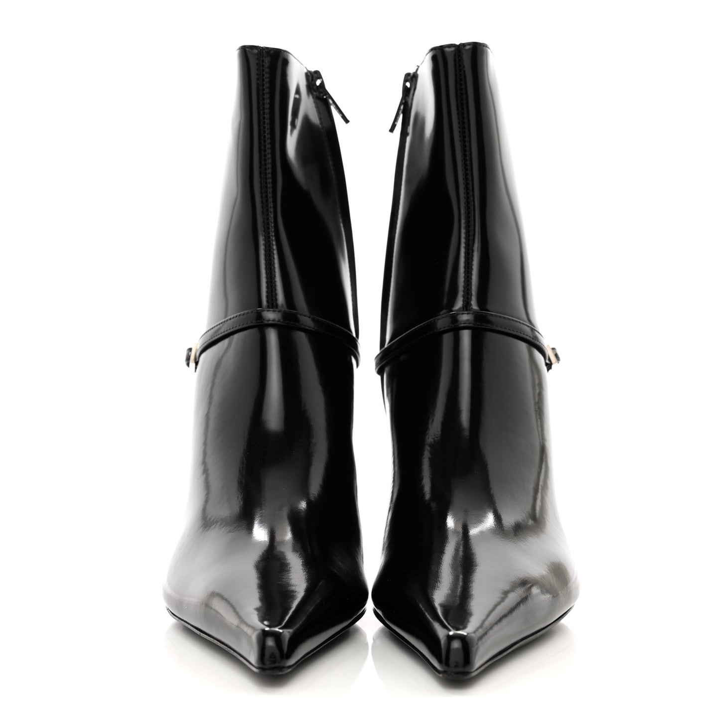 Patent Vendome Buckle Ankle Booties 36 Black