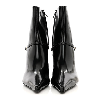Saint Laurent Patent Vendome Buckle Ankle Booties 36 Black 2 of 9