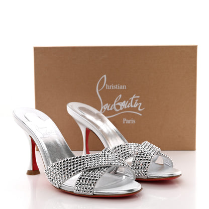 Christian Louboutin Suede Metallic Kid Lambskin Strass Mariza Is Back 85 Sandals 37.5 Silver 8 of 8