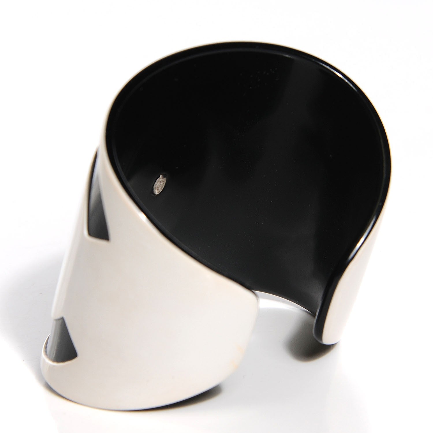 Chanel Resin CC Cuff Black White 7 of 8