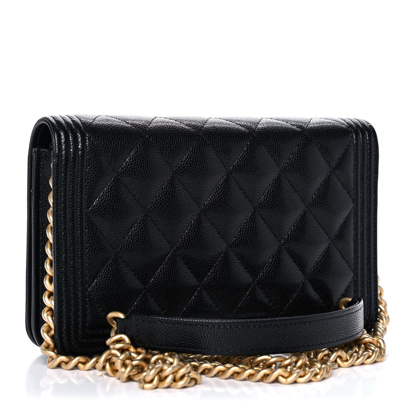 Caviar Quilted Boy Wallet On Chain WOC Black