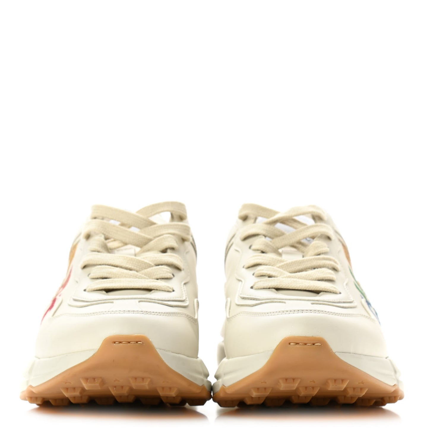 Calfskin Glitter Game Logo Womens Rhyton Sneakers 36.5 Mystic White