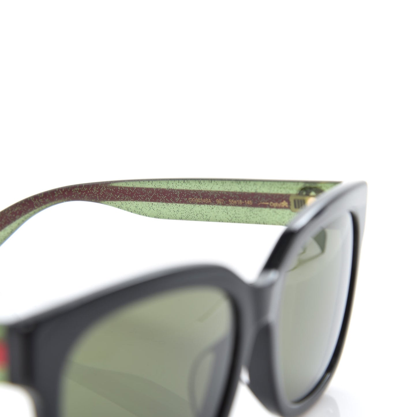Acetate Square Frame Web Glitter Sunglasses GG0034S Black Green