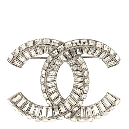 Chanel Baguette Crystal CC Brooch Silver 1 of 5