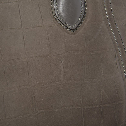 Celine Crocodile Embossed Nubuck Medium Phantom Luggage Grey 9 of 11