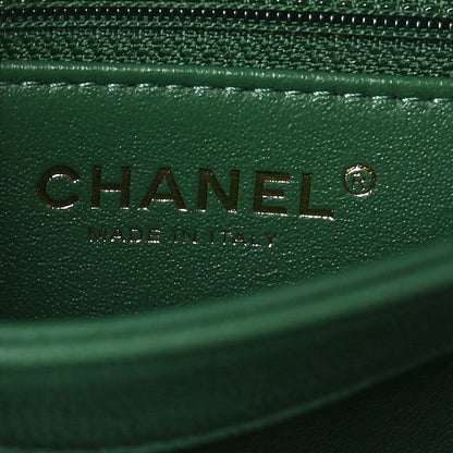 Chanel Lambskin Chevron Quilted Small Trendy CC Dual Handle Flap Bag Green 7 of 10