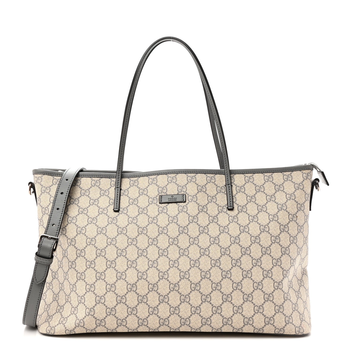 Gucci GG Supreme Monogram Medium Zippered Tote Grey 1 of 10