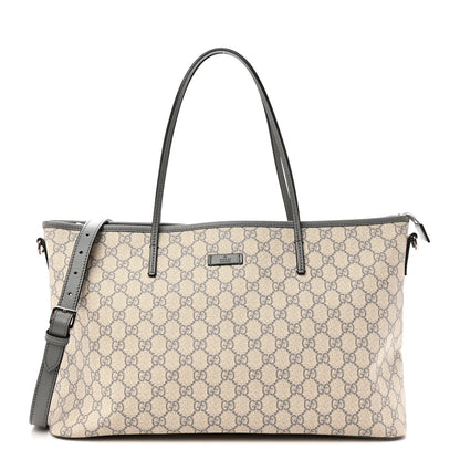 Gucci GG Supreme Monogram Medium Zippered Tote Grey 1 of 10