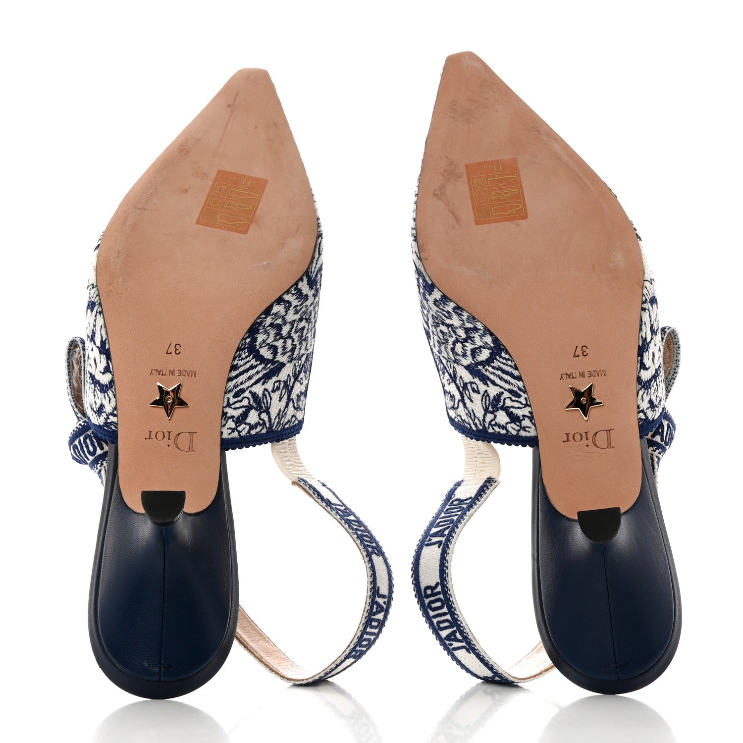 Christian Dior Toile de Jouy Ribbon Embroidered Jardin d'Hiver J'Adior Slingback 65mm Pumps 37 White Blue 5 of 11