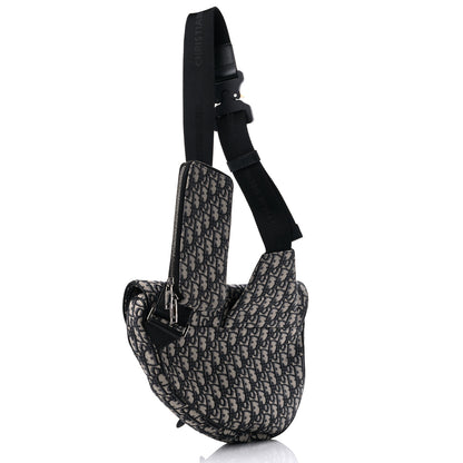 Christian Dior Oblique Mens Maxi Saddle Bag Blue 3 of 9