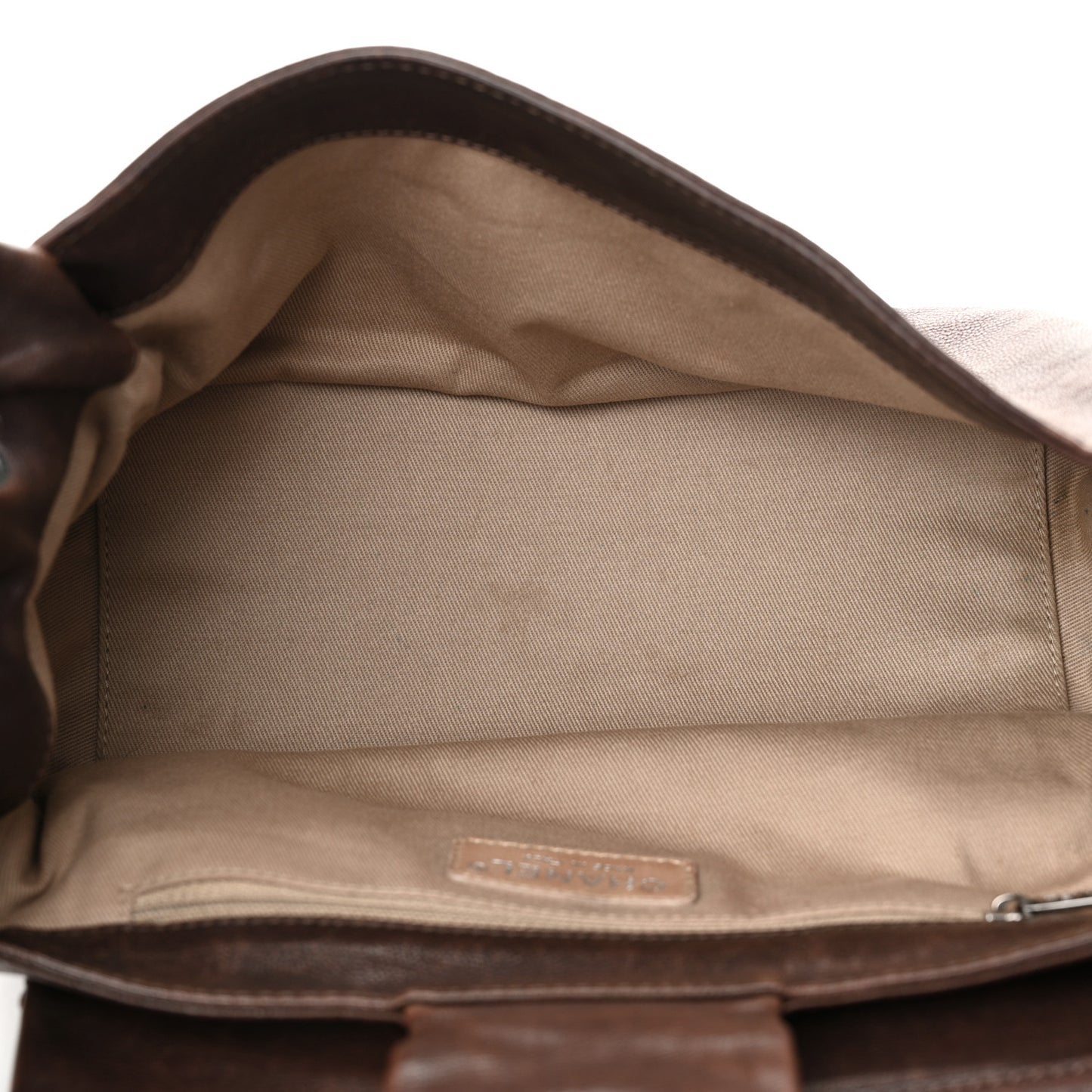 Calfskin Diamond Stitch Accordion Flap Brown